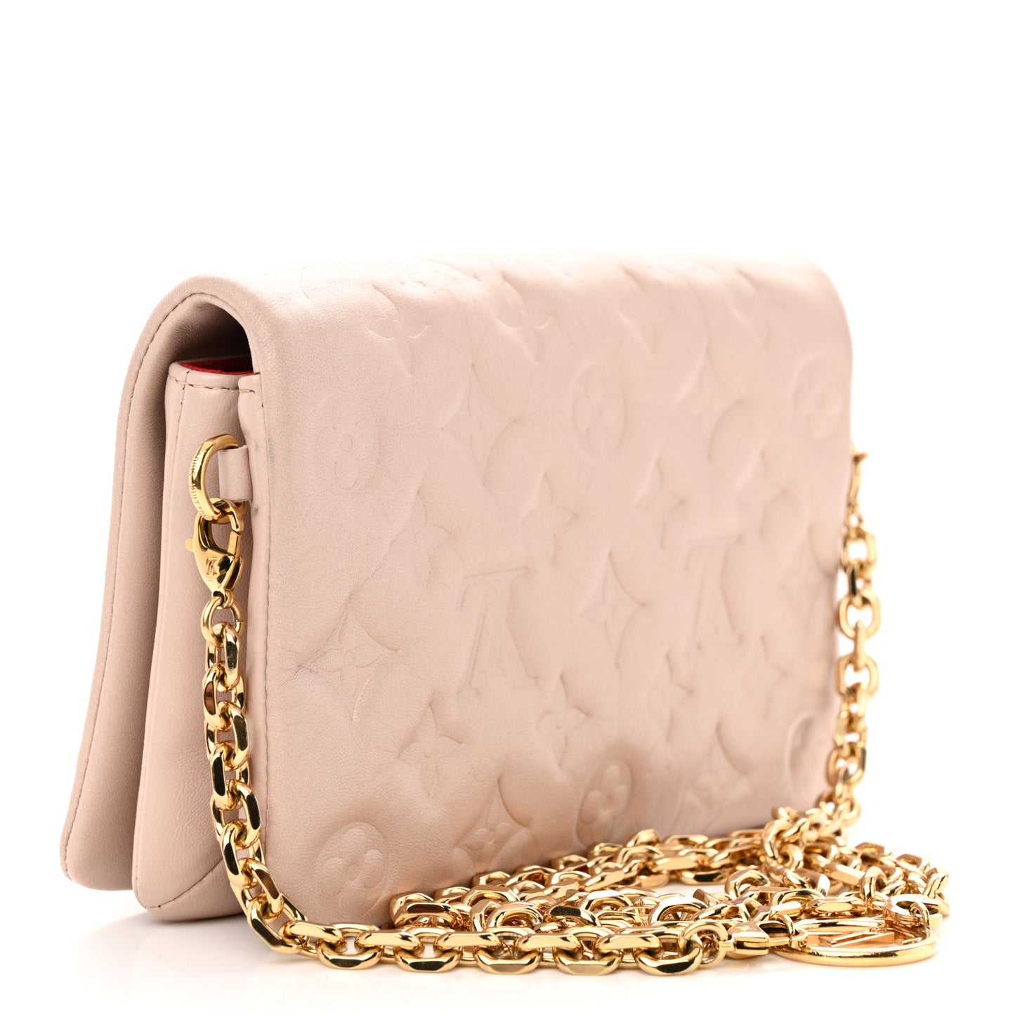 Lambskin Embossed Monogram Fall in Love Pochette Light Pink