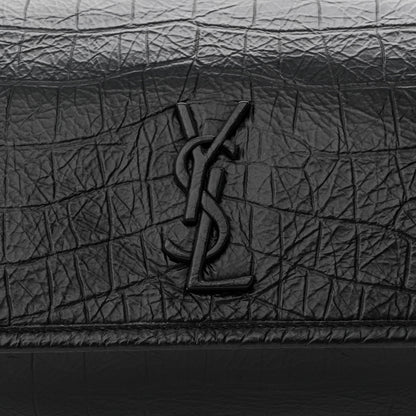 Saint Laurent Crocodile Embossed Calfskin Matelasse Monogram Baby Niki Shoulder Belt Bag Black 8 of 10