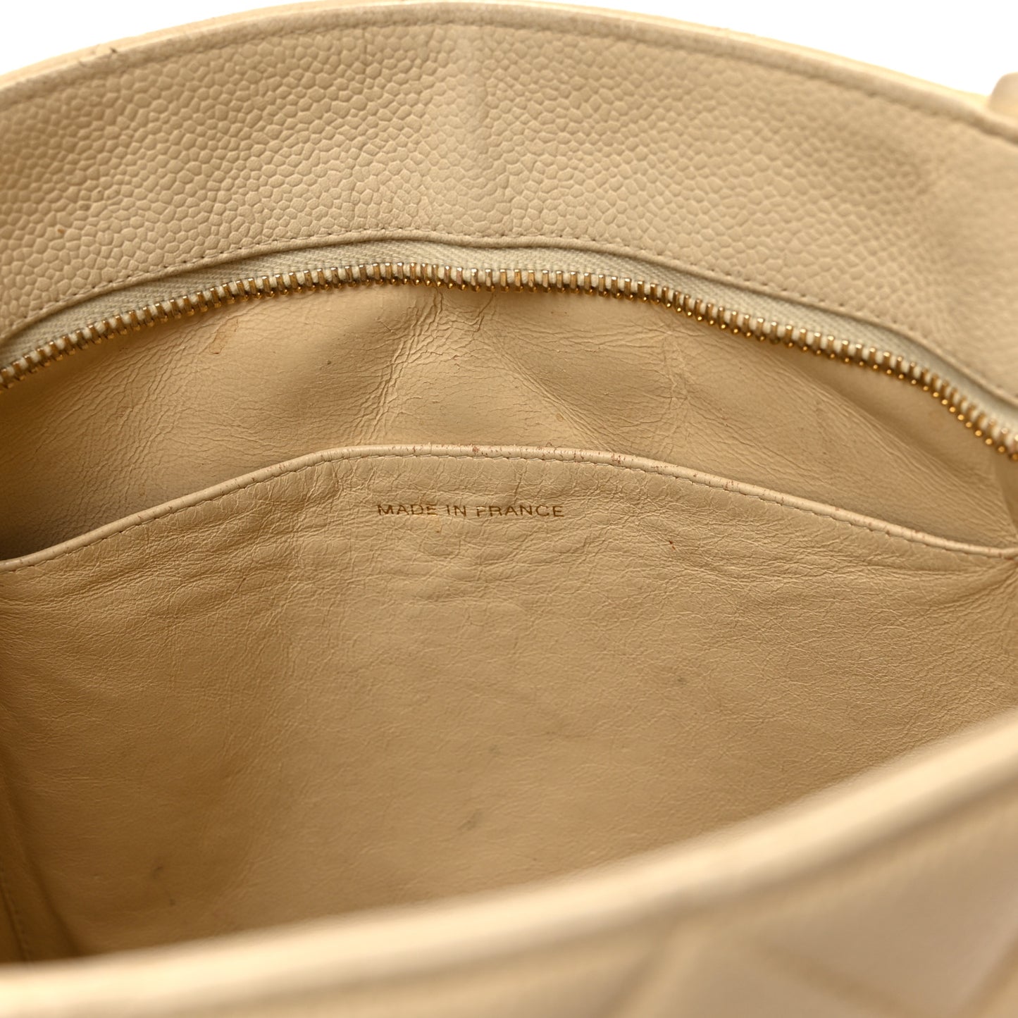 Caviar Quilted Medallion Tote Light Beige