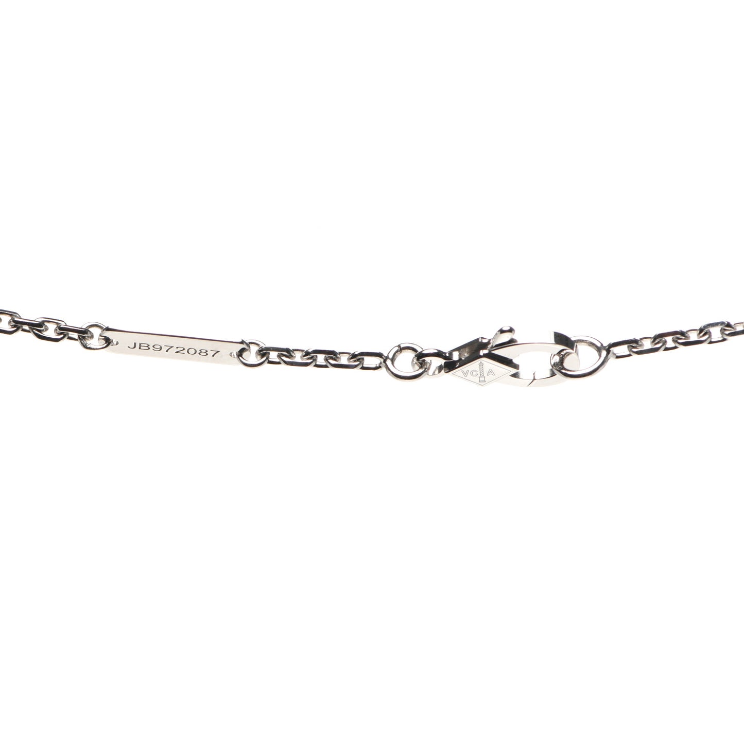 18K White Gold Mother of Pearl Magic Alhambra Pendant Necklace