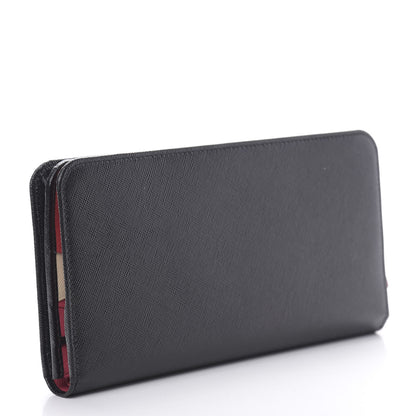 Prada Saffiano Metal Large Zip Wallet Black Fuoco Peonia 3 of 8