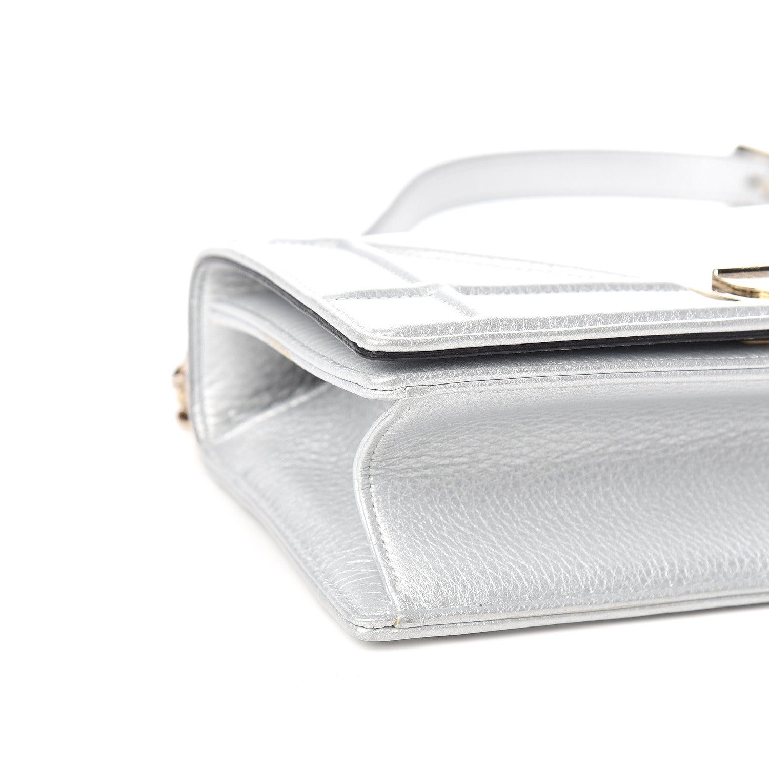 Christian Dior Metallic Grained Calfskin Small Diorama Flap Bag Silver 7 of 9