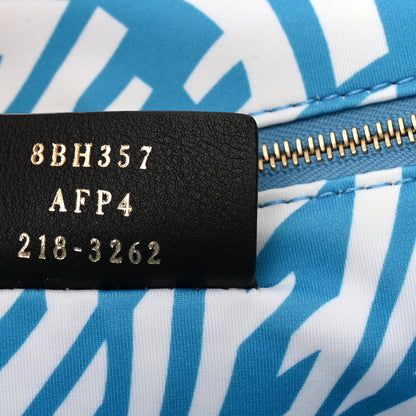 Fendi X SARAH COLEMAN Glazed Canvas Vitello King FF Vertigo Shopping Tote Bag Cyber Blue White 7 of 11