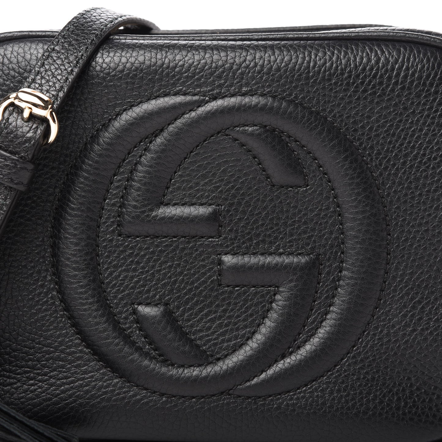 Pebbled Calfskin Small Soho Disco Bag Black