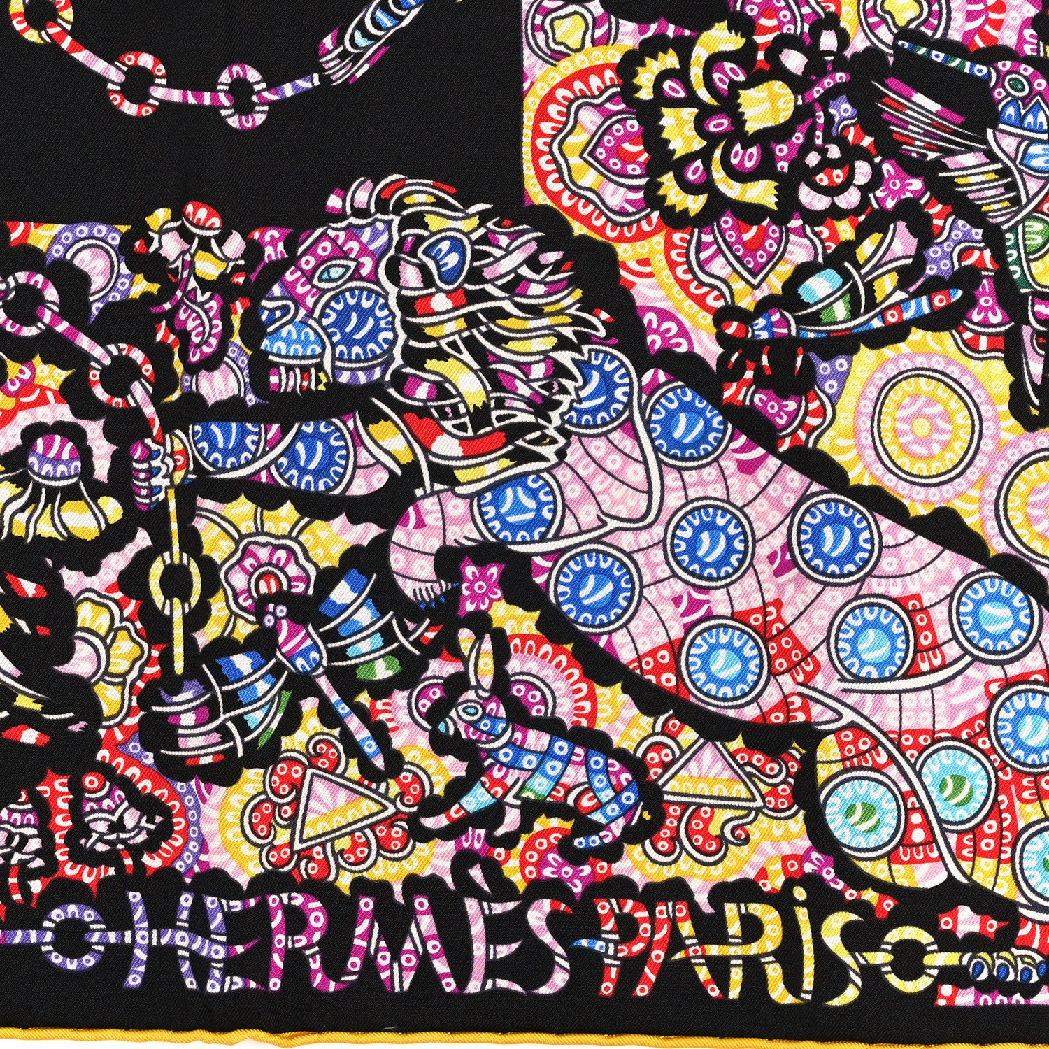 Hermes Silk La Légende De La Forêt Scarf 90 Black Mauve Multicolor 2 of 4