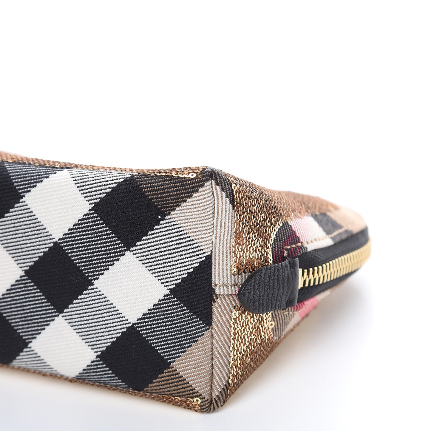 House Check Sequin Peyton Pouch Bag Gold Black
