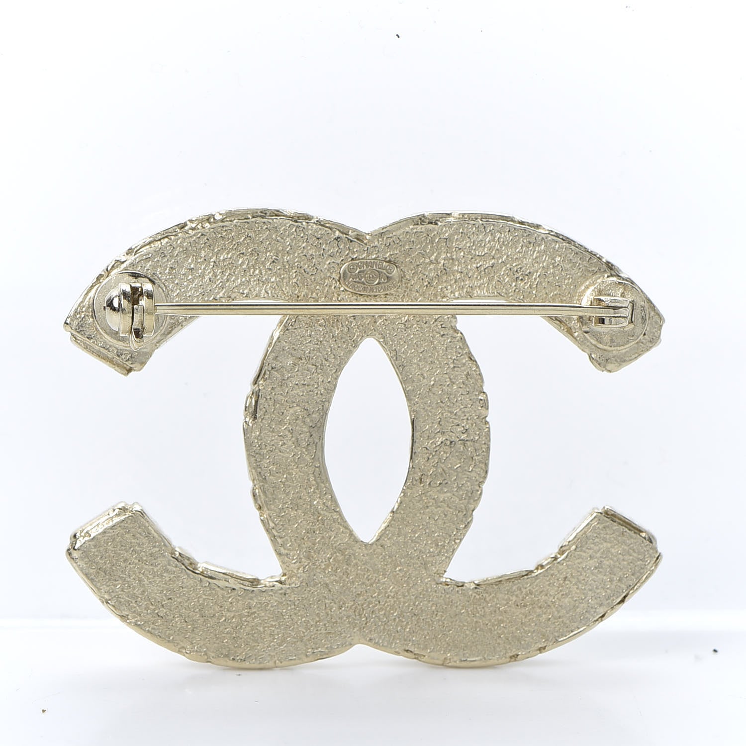 Chanel Crystal CC Brooch Light Gold 2 of 3