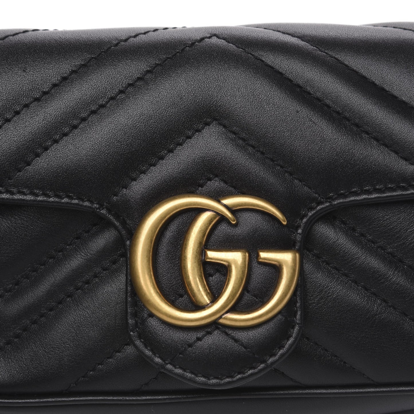 Calfskin Matelasse Super Mini GG Marmont Shoulder Bag Black