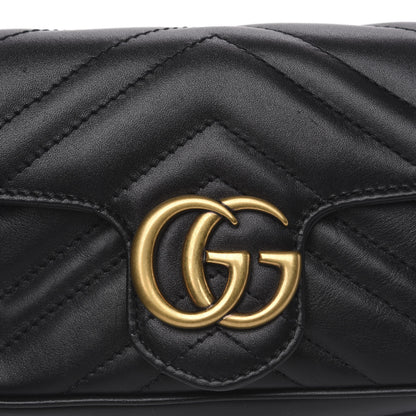 Gucci Calfskin Matelasse Super Mini GG Marmont Shoulder Bag Black 10 of 12