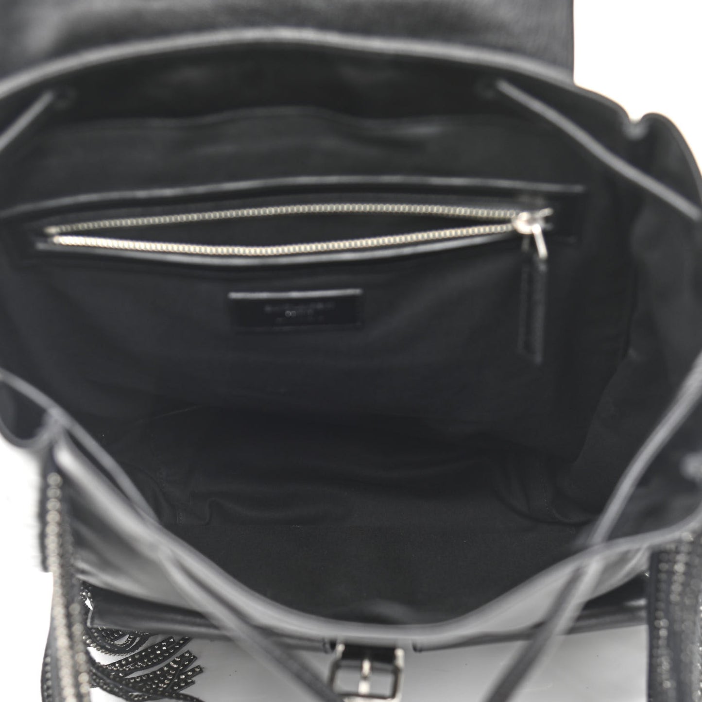 Calfskin Studded Fringe Festival Backpack Black