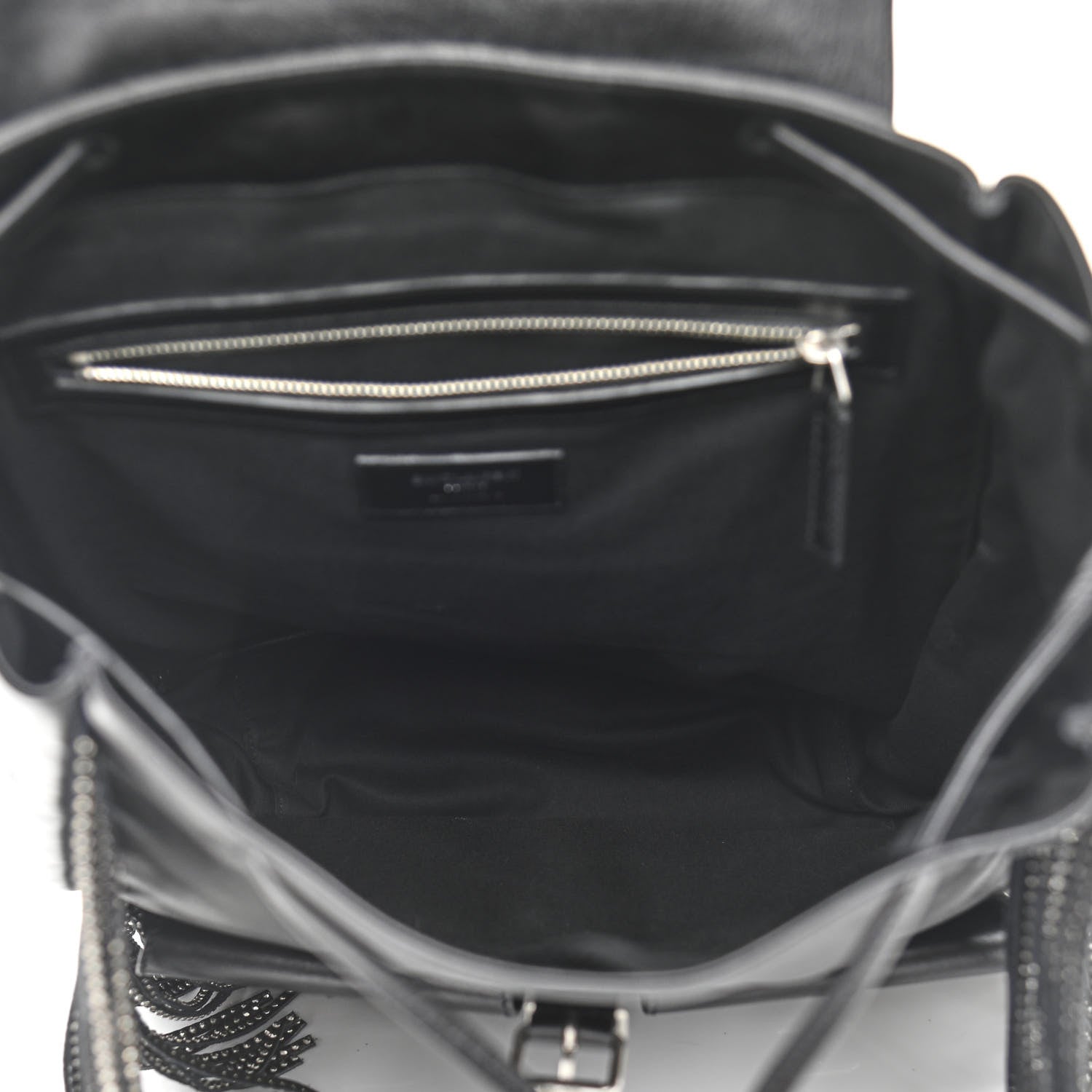 Saint Laurent Calfskin Studded Fringe Festival Backpack Black 5 of 13