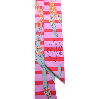 Hermes Silk Brides De Gala Bayaderes Twilly Rose Bonbon Rouge Vert Jade 2 of 6