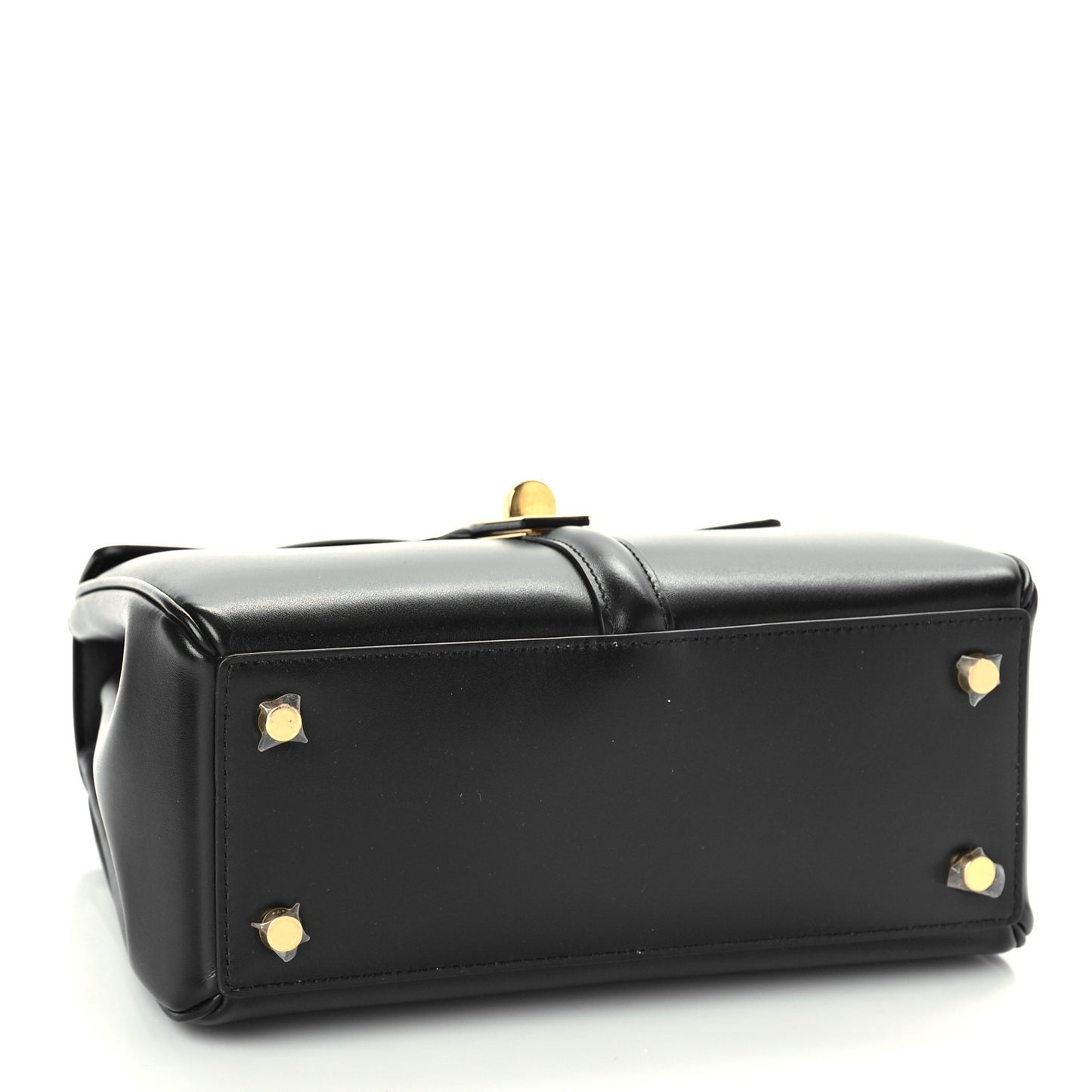 Satinated Calfskin Small 16 Top Handle Bag Black