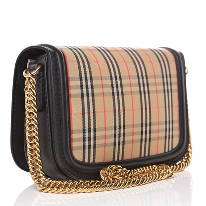 Burberry Smooth Calfskin 1983 Knight Check Link Shoulder Bag Black 3 of 9