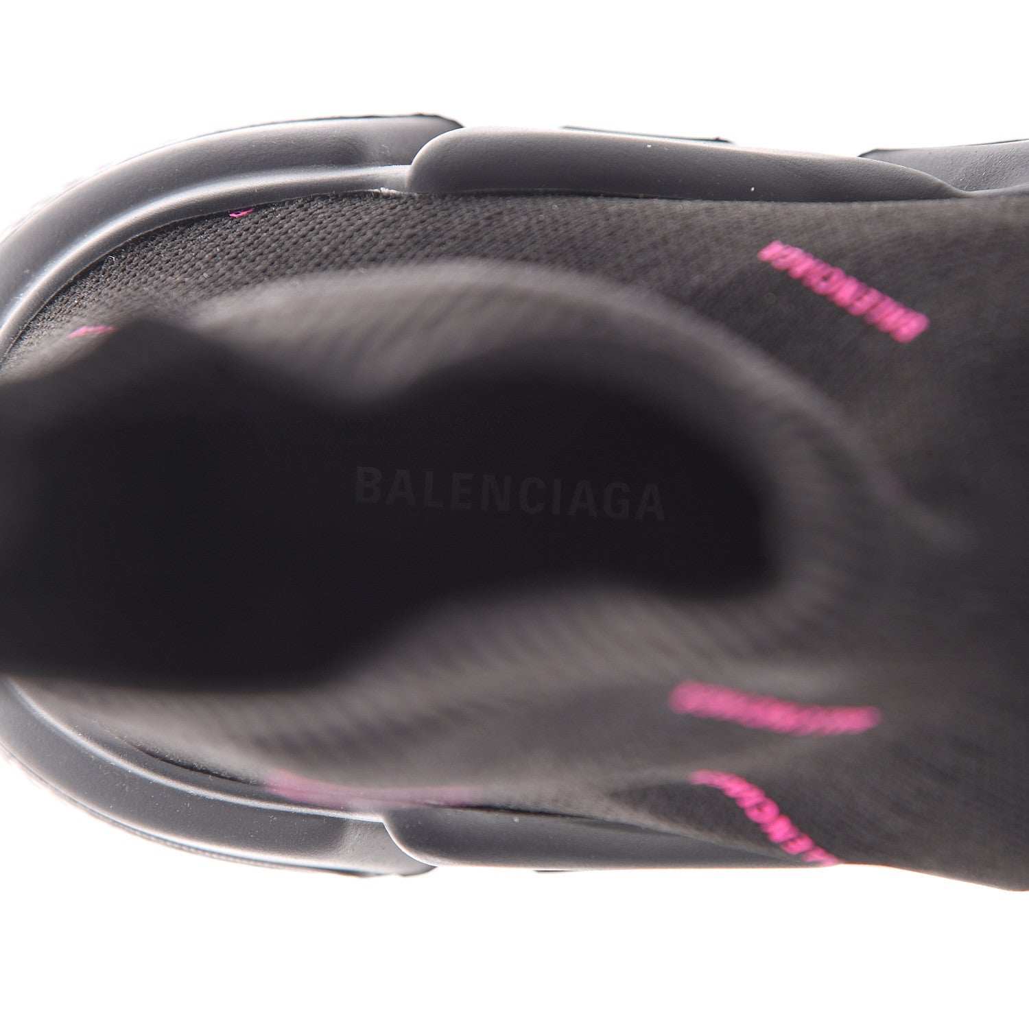Balenciaga Neoprene Knit Allover Logo Womens Speed Sneakers 39 Black Fuchsia 6 of 8