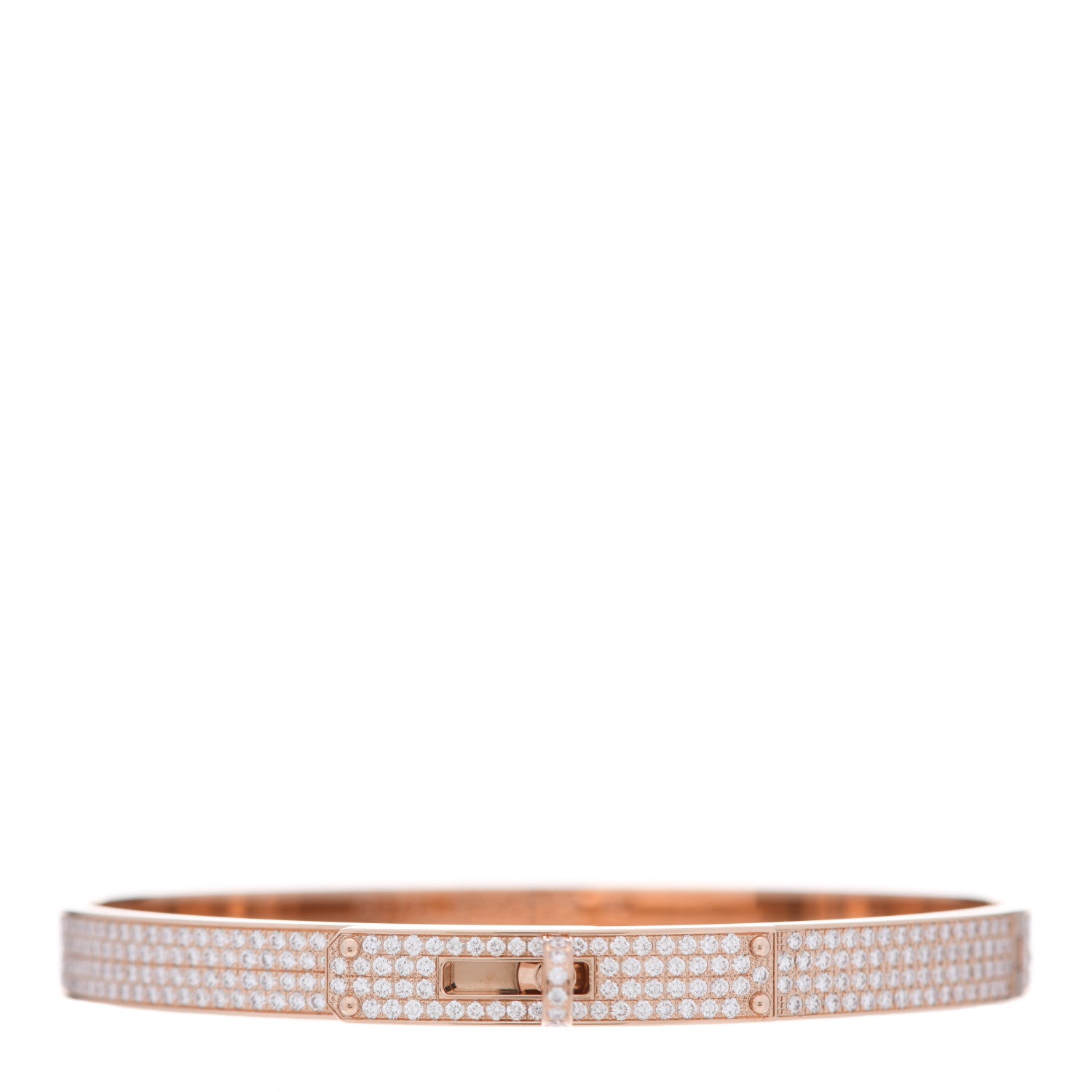 Hermes 18K Rose Gold Diamond PM Kelly Full Pave Bracelet SH 1 of 4