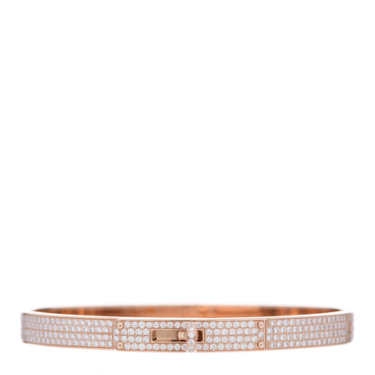 Hermes 18K Rose Gold Diamond PM Kelly Full Pave Bracelet SH 1 of 4