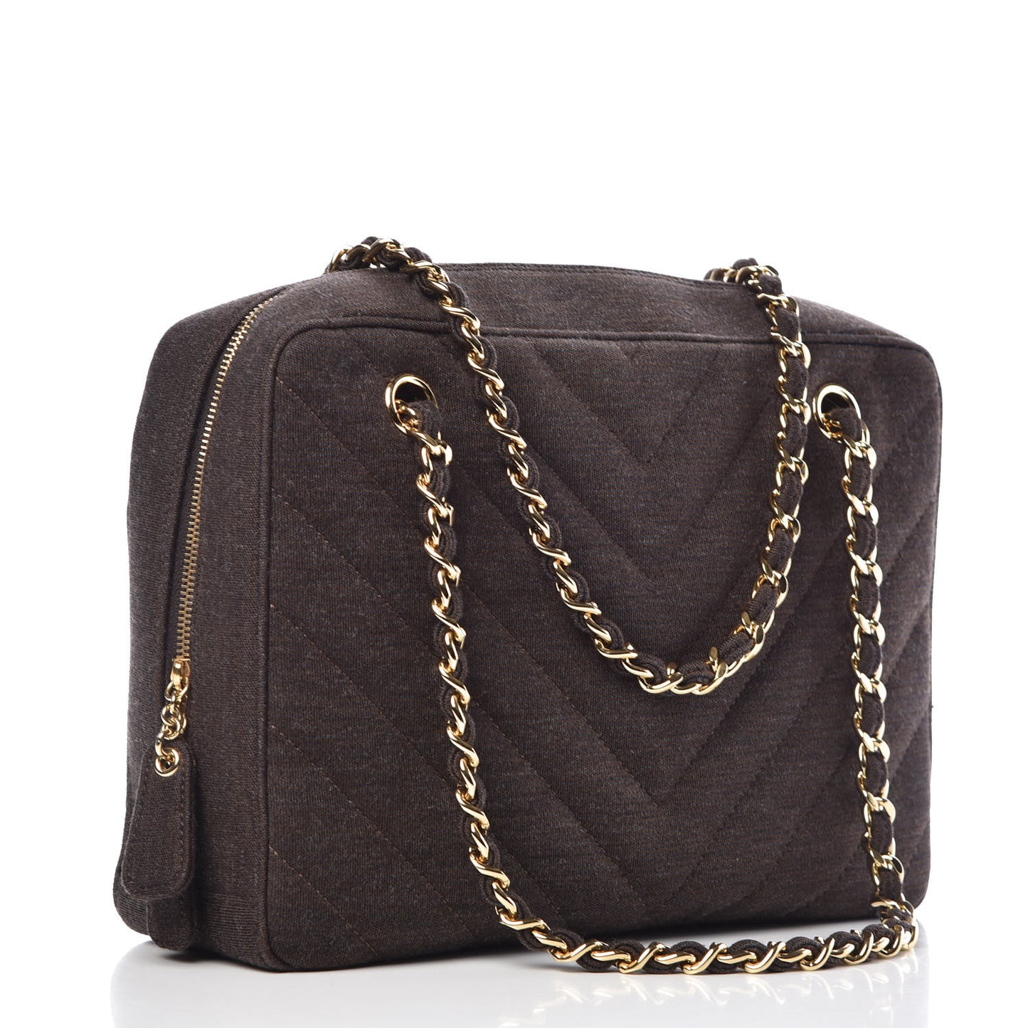 Jersey Chevron Quilted Camera Case Brown