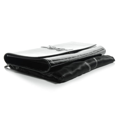 Saint Laurent Textured Patent Monogram Large Belle De Jour Clutch Black 4 of 7