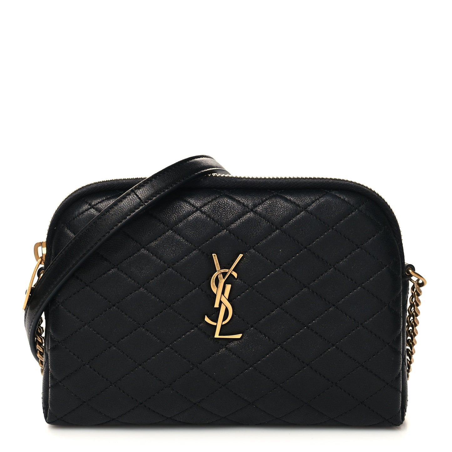 Lambskin Quilted Gaby Zipped Pouch Black