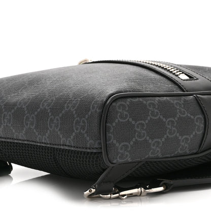 Gucci GG Supreme Monogram Calfskin Web Sling Backpack Black Grey 10 of 10