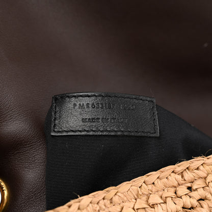 Saint Laurent Raffia Calfskin Monogram Medium Niki Chain Satchel Natural 7 of 13