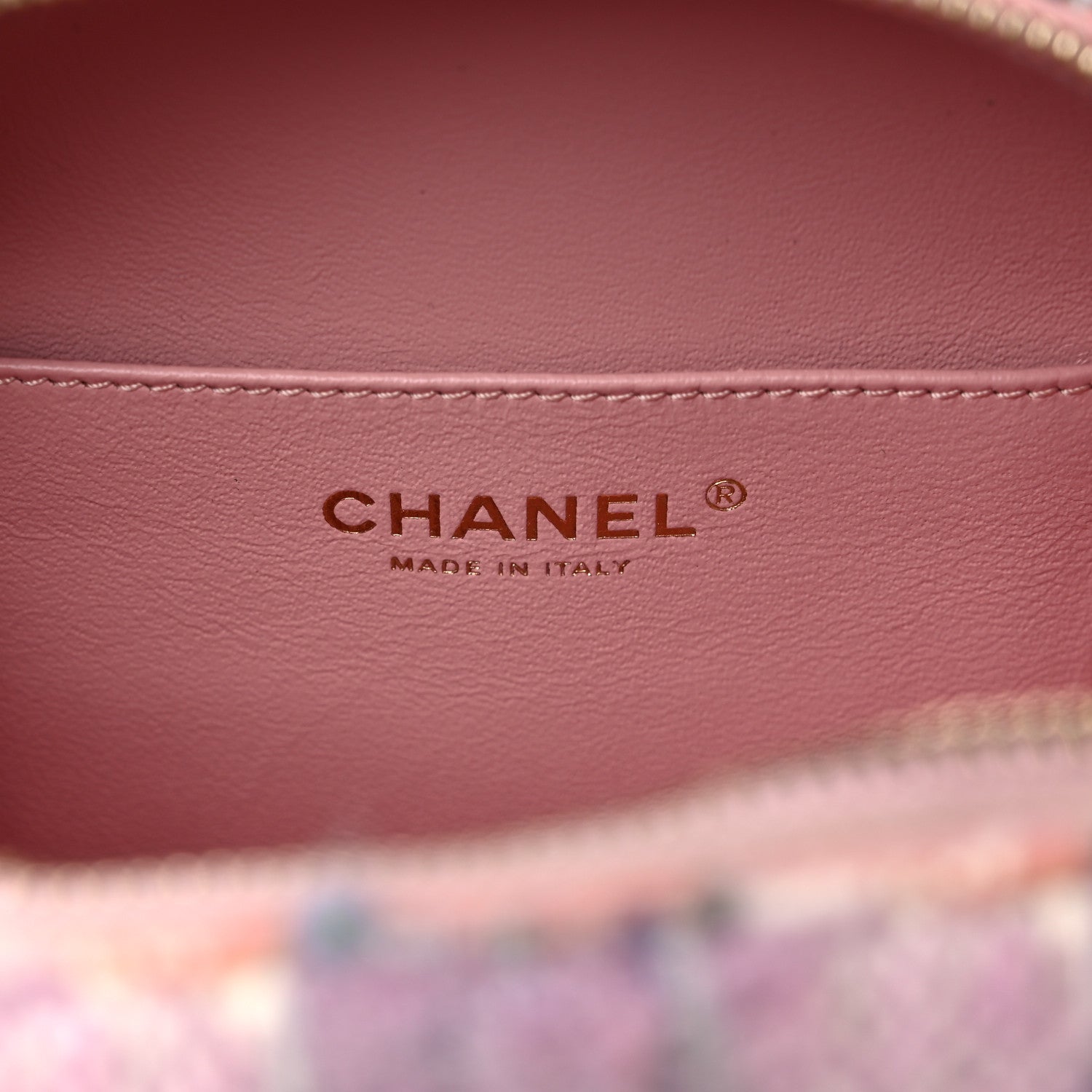 Chanel Tweed Quilted CC North South Filigree Vanity Case Pink 6 of 9