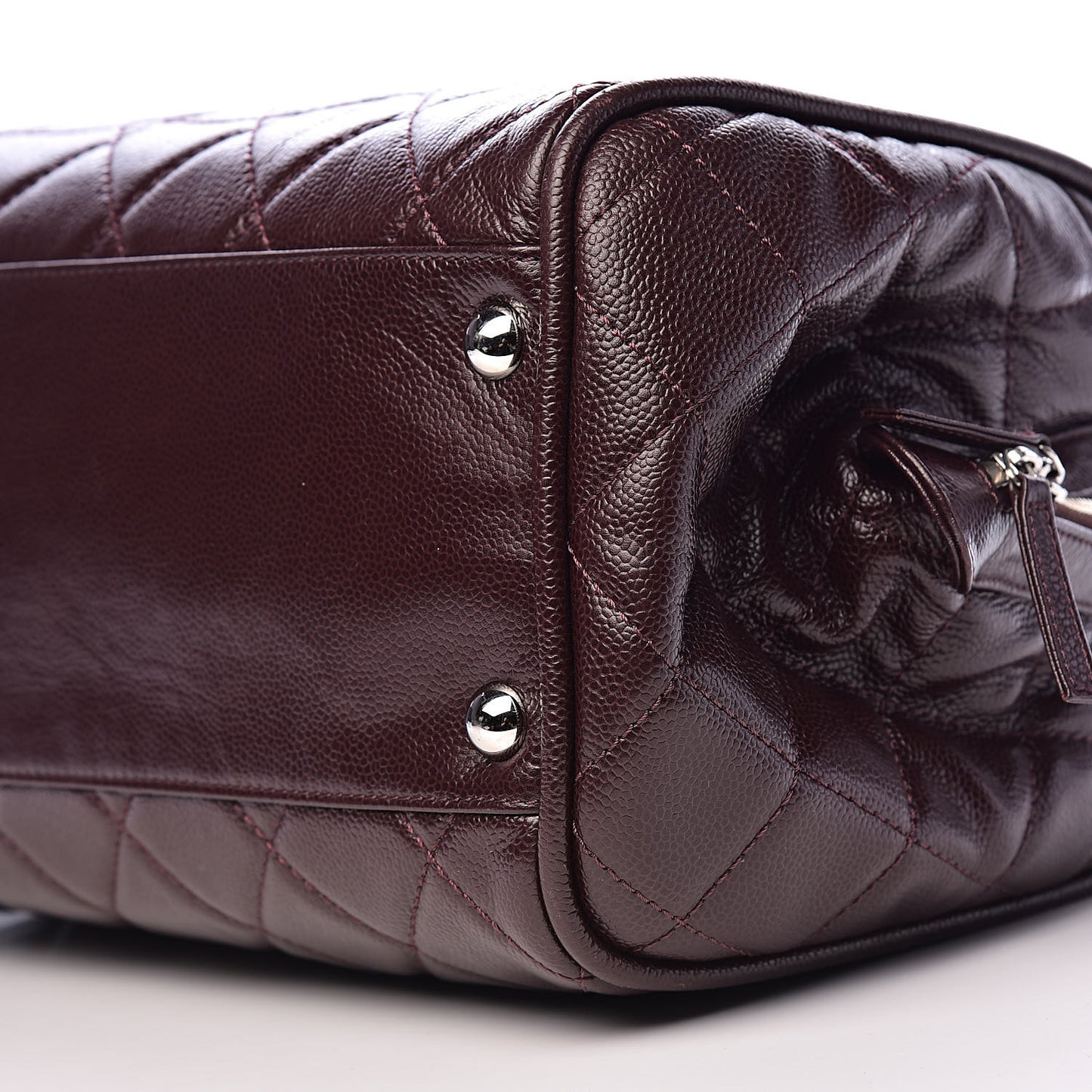 Caviar Quilted CC Timeless Bowler Burgundy
