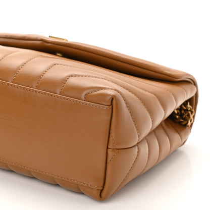 Saint Laurent Calfskin Y Quilted Monogram Small Loulou Chain Satchel Dark Natural 9 of 10