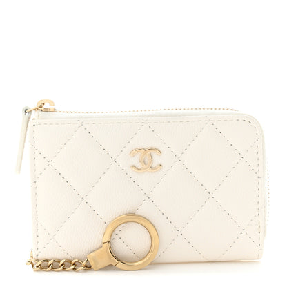 Chanel Caviar Quilted Zipped Key Holder Case White 1 of 8