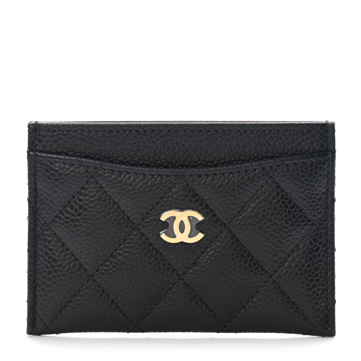 Caviar Quilted Card Holder Black