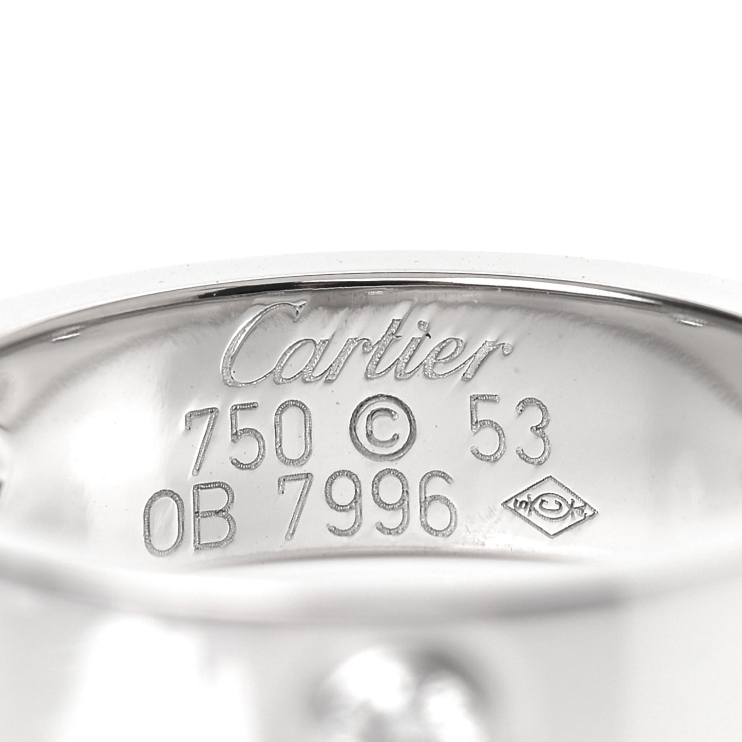 18K White Gold 3 Diamond 5.5mm LOVE Ring 53 6.25