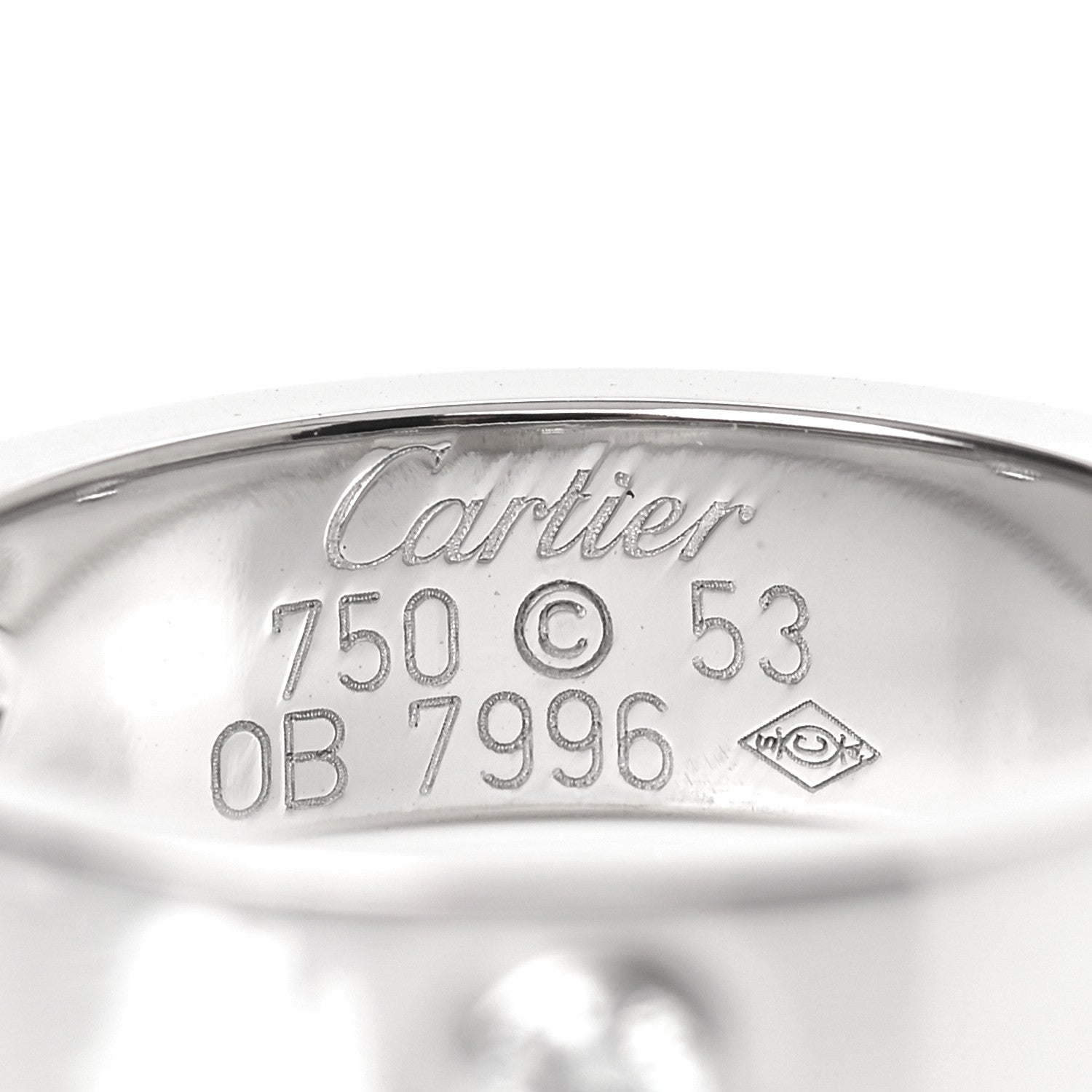 Cartier 18K White Gold 3 Diamond 5.5mm LOVE Ring 53 6.25 4 of 4