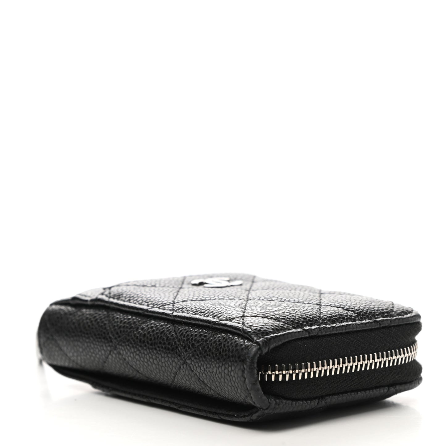 Caviar Quilted Zip Card Holder Black