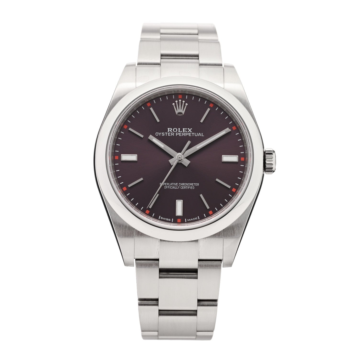 Rolex Stainless Steel 39mm Oyster Perpetual Watch Red Grape 114300 1 of 5
