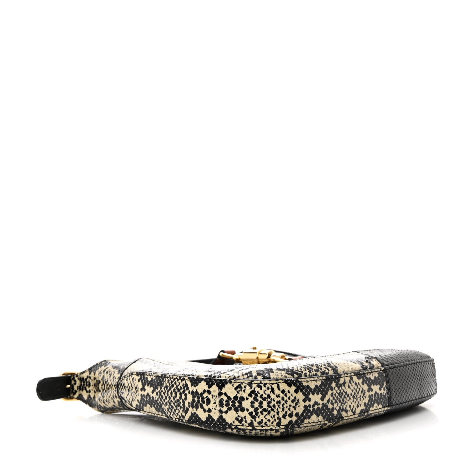 Gucci Snakeskin Small Jackie 1961 Hobo Black Beige 4 of 12