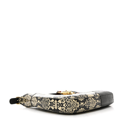 Gucci Snakeskin Small Jackie 1961 Hobo Black Beige 4 of 12