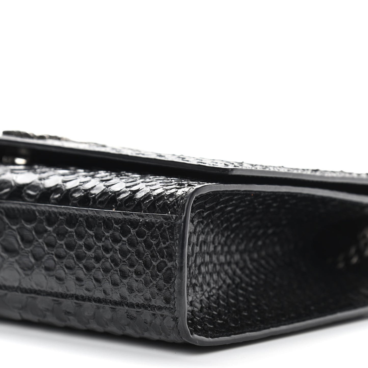 Python Calfskin Embossed Medium Kate Satchel Black