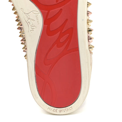 Christian Louboutin Metallic Crinkled Nappa Womens Louis Spikes Flat Sneakers 38.5 Rose Gold Multicolor 10 of 16