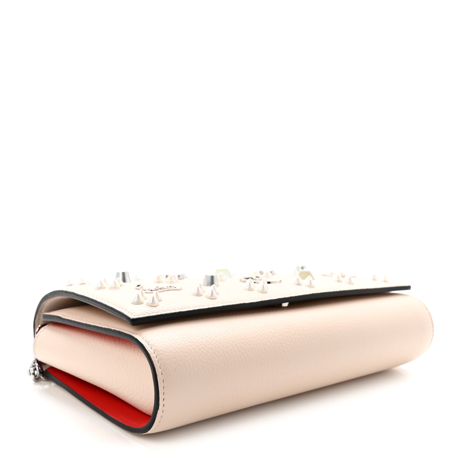 Christian Louboutin Calfskin Spikes Loubinthesky Paloma Clutch Leche 4 of 10