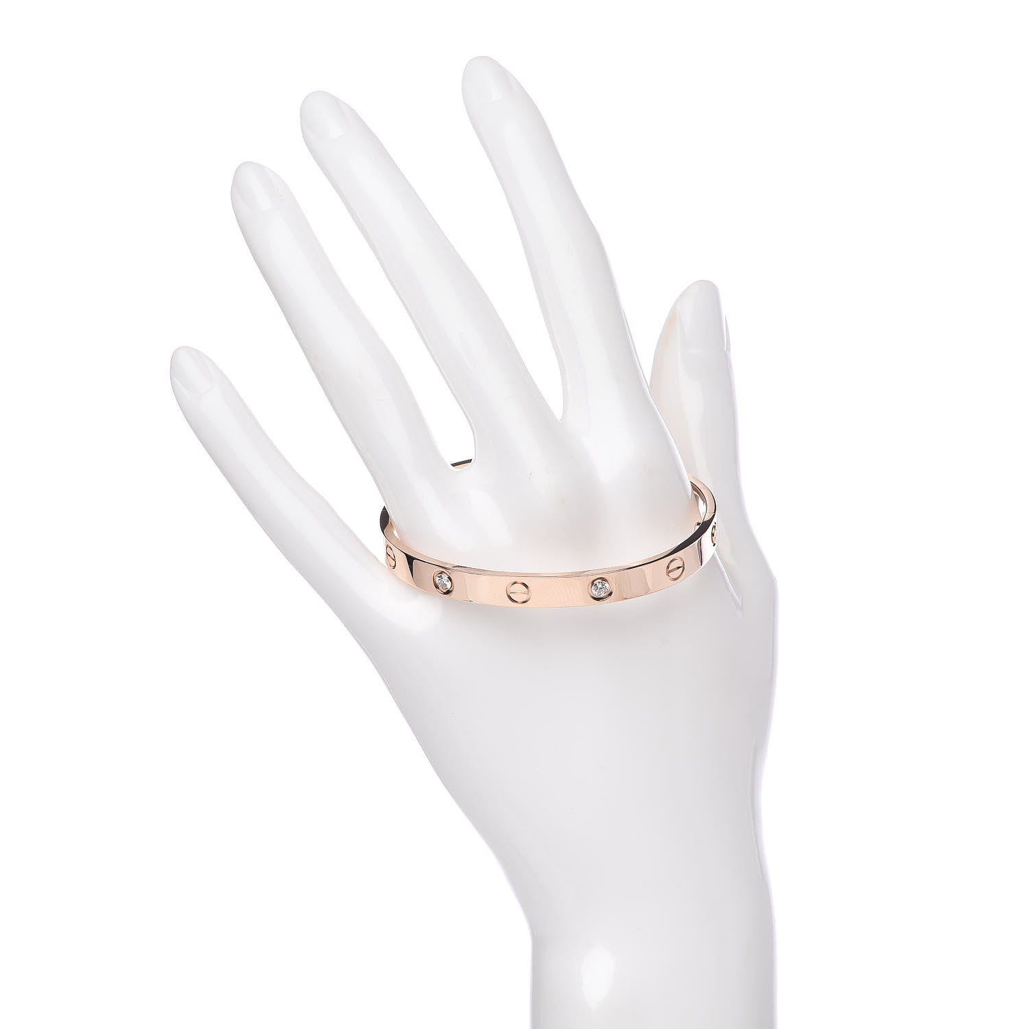 Cartier 18K Pink Gold 4 Diamond LOVE Bracelet 17 2 of 6