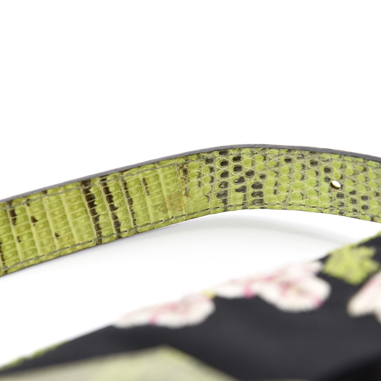 Fendi Canvas Lizard Embroidered Flower Baguette Black Multicolor 8 of 12