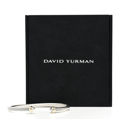 David Yurman Sterling Silver 18K Yellow Gold 4mm Cable Classics Bracelet 5 of 5