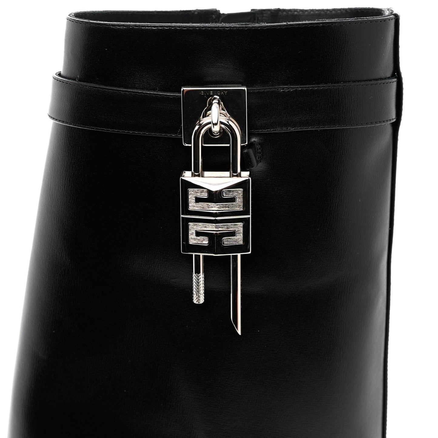 Calfskin Shark Lock Ankle Boots 40 Black