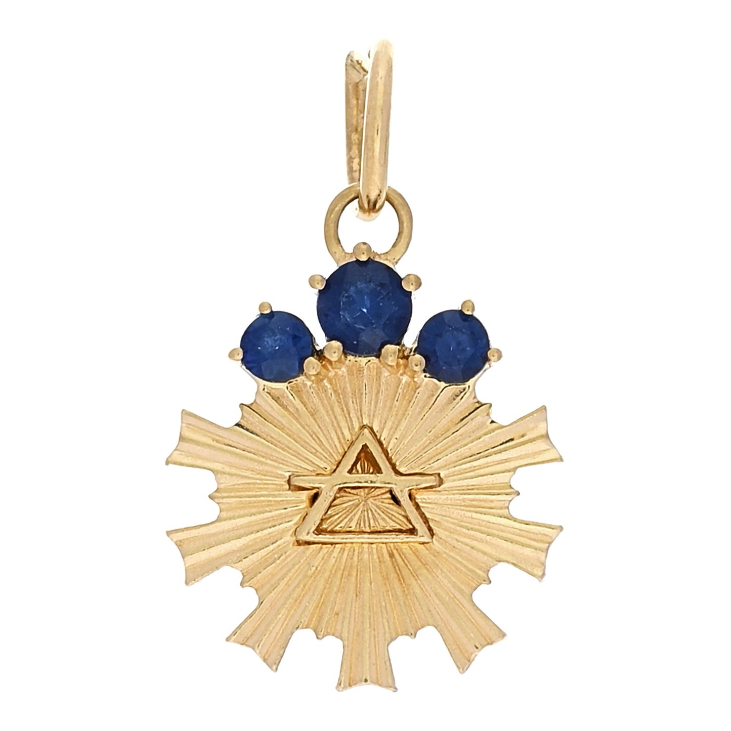 18K Yellow Gold Sapphire Miniature Air Medallion Pendant