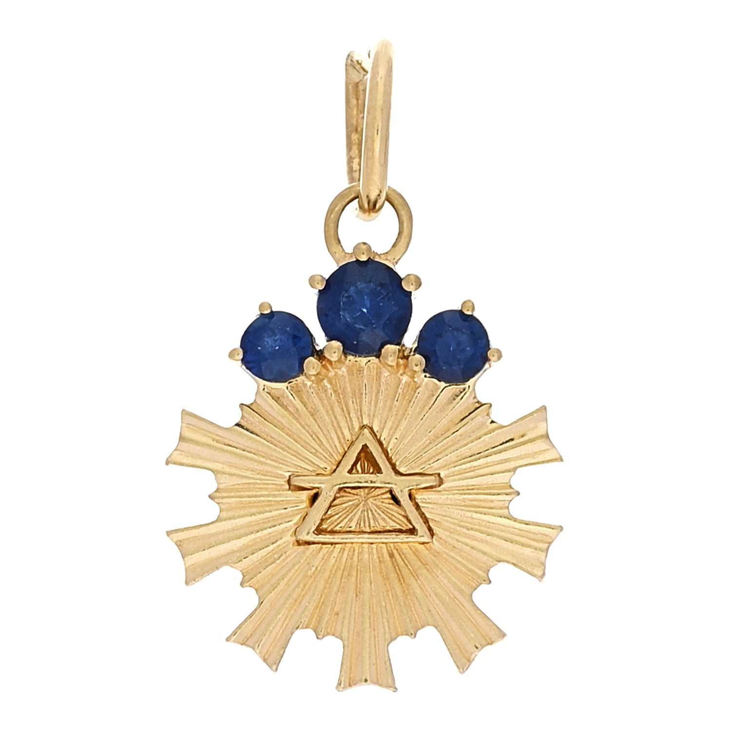 Foundrae 18K Yellow Gold Sapphire Miniature Air Medallion Pendant 1 of 3