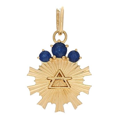 Foundrae 18K Yellow Gold Sapphire Miniature Air Medallion Pendant 1 of 3