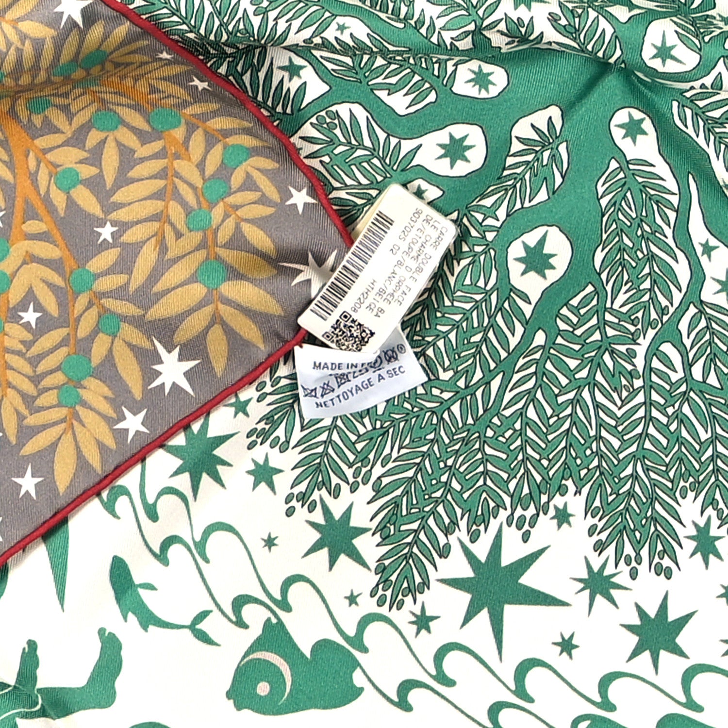 Hermes Silk Sous Le Charme d'Orphee Double Face Scarf 90 Etoupe White Beige Dore 4 of 4