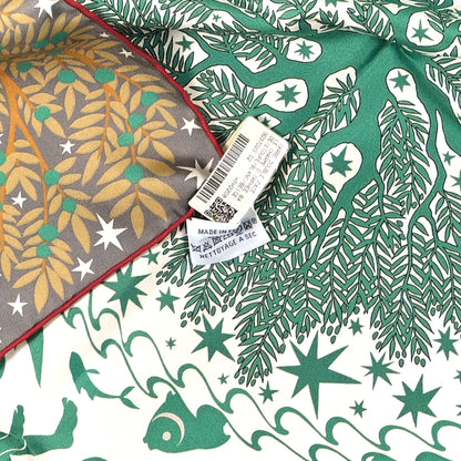 Hermes Silk Sous Le Charme d'Orphee Double Face Scarf 90 Etoupe White Beige Dore 4 of 4
