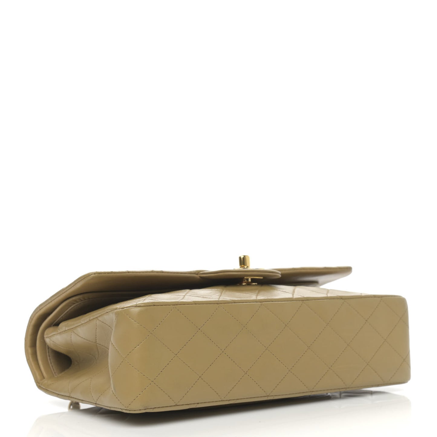 Lambskin Quilted Medium Double Flap Beige